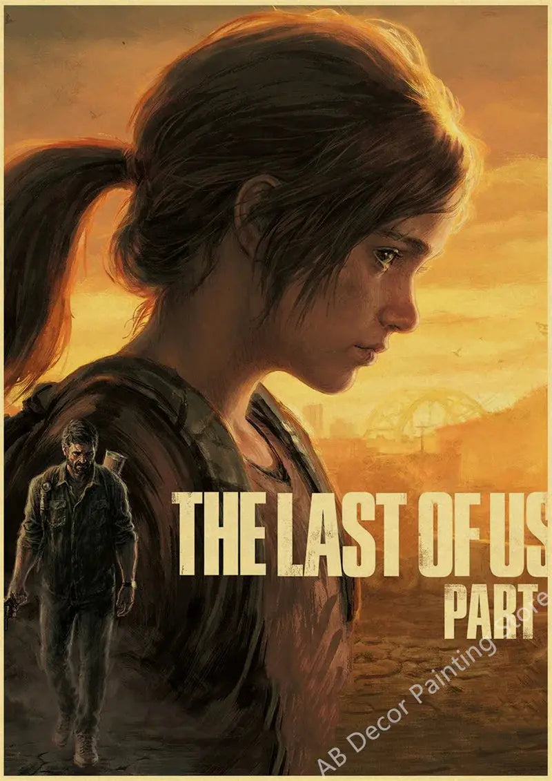 Hot The Last of Us Part 1 2 Poster Abby Ellie Retro Kraft Paper Prints Vintage Home Room Bar Cafe Club Decor Art Wall Painting June Wall Art