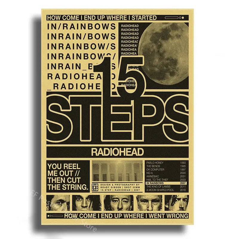 Rock Band Radiohead Music Art Poster Retro Prints Album Posters Vintage Home Room Bar Cafe Decor Aesthetic Picture Wall Painting June Wall Art