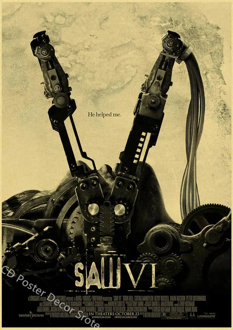 Horror Movie Saw Poster Film Retro Kraft Paper Posters DIY Vintage Home Room Bar Cafe Cinema Decor Aesthetic Art Wall Painting June Wall Art