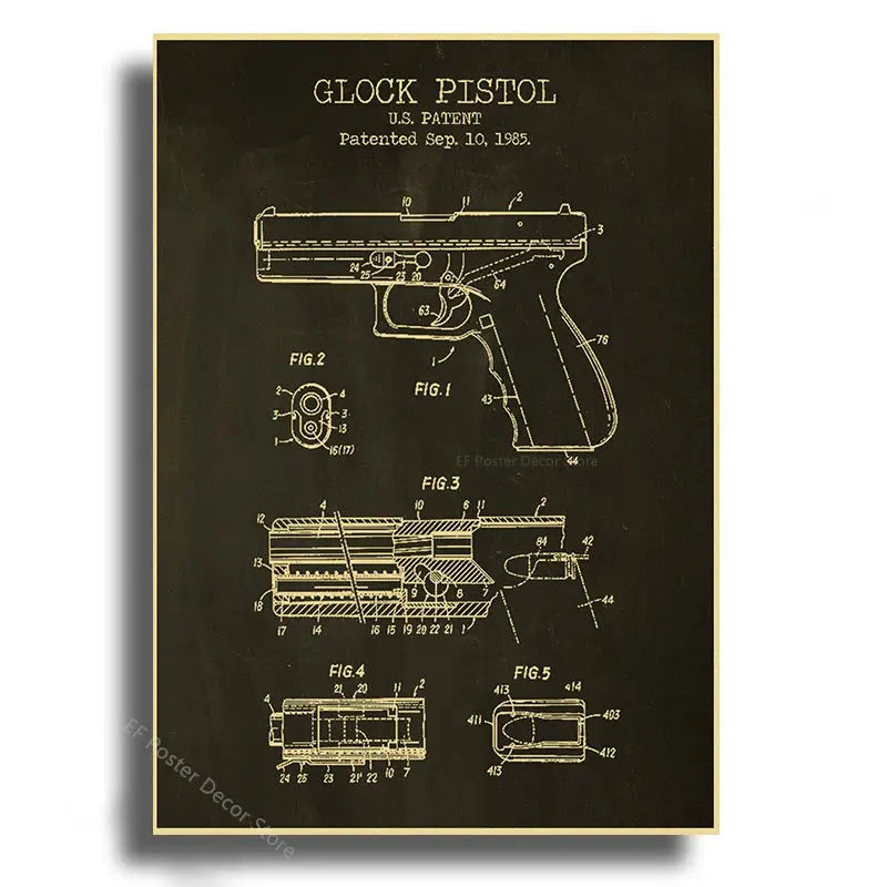 Gun Studies Posters Pistol/Rifle/Revolver Poster Home Room Club Decor Aesthetic Painting Handgun Vintage Prints Art Wall Picture June Wall Art