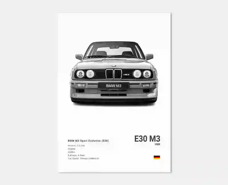 Pop Black And White Poster Wall Art Luxury Supercar F80 M3 M140 GTR HD Oil On Canvas Print Home Living Room Bedroom Decor Gift June Wall Art