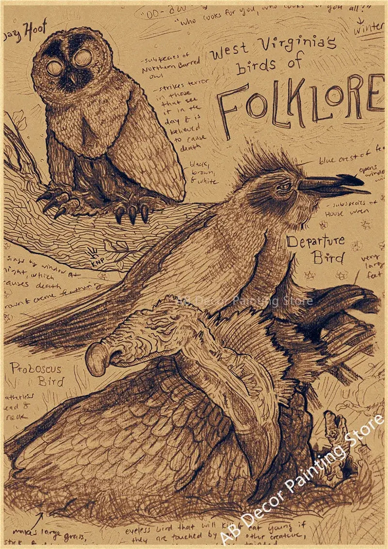 Retro Dragon//Fox/Dog/Wolf/Bird/Bear Posters Prints Nostalgic Animal Natural Study Vintage Home Room Art Wall Decor Painting June Wall Art