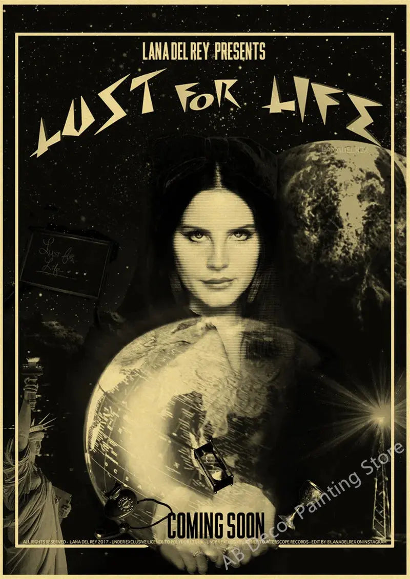 Lizzy Grant Lana Del Rey Posters Retro Kraft Paper Prints Music Album Poster Vintage Home Room Decor Aesthetic Art Wall Painting June Wall Art