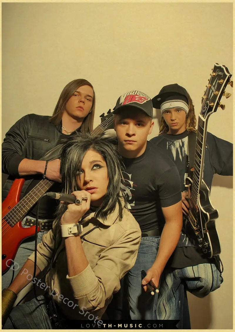 Tokio Hotel Poster German Rock Band Posters Retro Prints Nostalgic Art Wall Painting Vintage Room Home Decor Aesthetic Picture June Wall Art