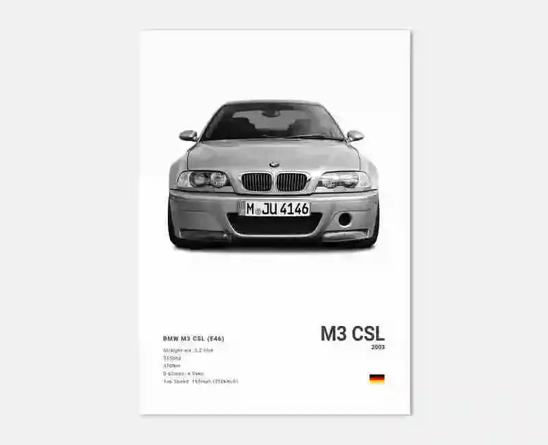 Pop Black And White Poster Wall Art Luxury Supercar F80 M3 M140 GTR HD Oil On Canvas Print Home Living Room Bedroom Decor Gift June Wall Art