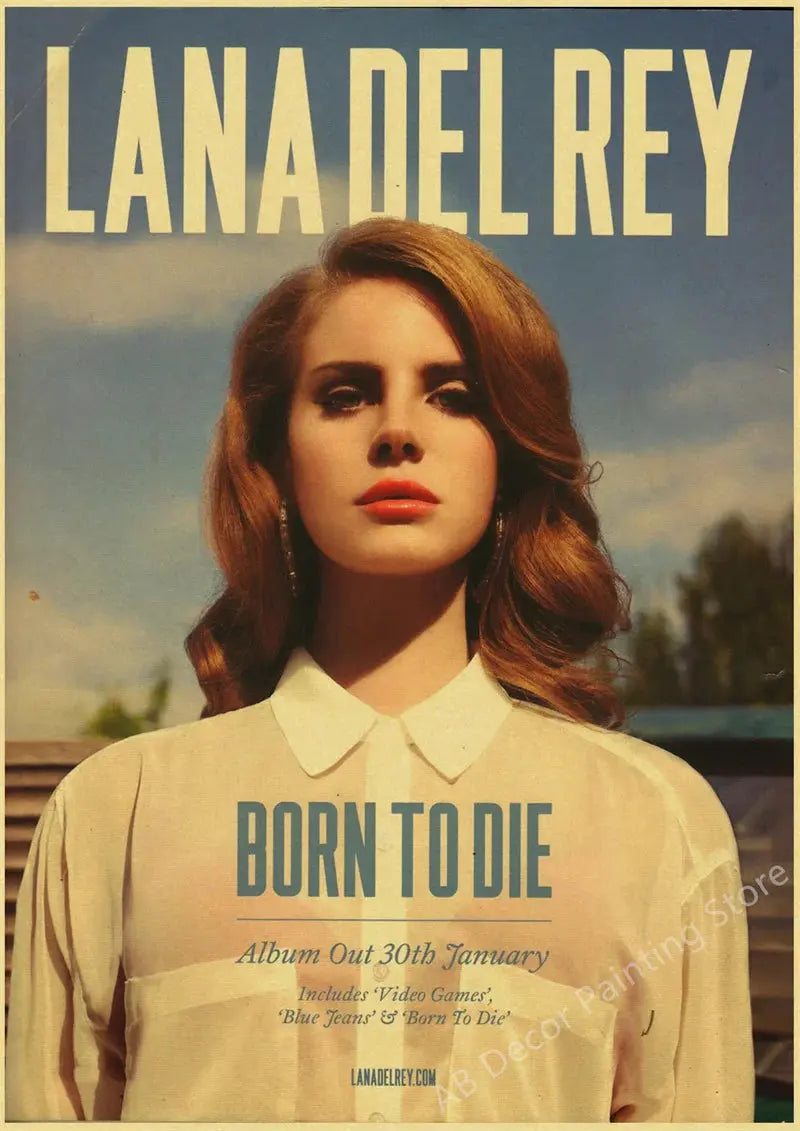 Lizzy Grant Lana Del Rey Posters Retro Kraft Paper Prints Music Album Poster Vintage Home Room Decor Aesthetic Art Wall Painting June Wall Art