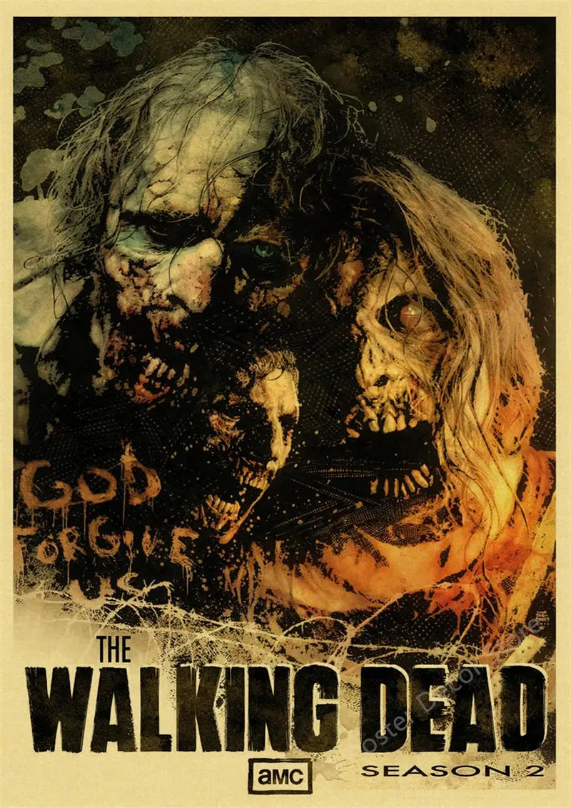 The Walking Dead Poster Rick Grimes/Daryl Dixon Prints Posters Horror TV Show Vintage Home Room Art Wall Decor Retro Painting June Wall Art