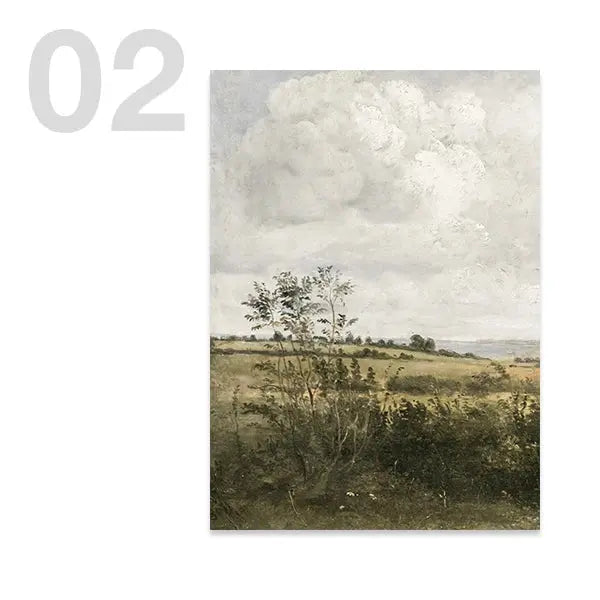 American Style Calm Country Field Sky Vase Canvas Painting Wall Art Pictures Vintage Posters and Prints for Living Room Decor June Wall Art