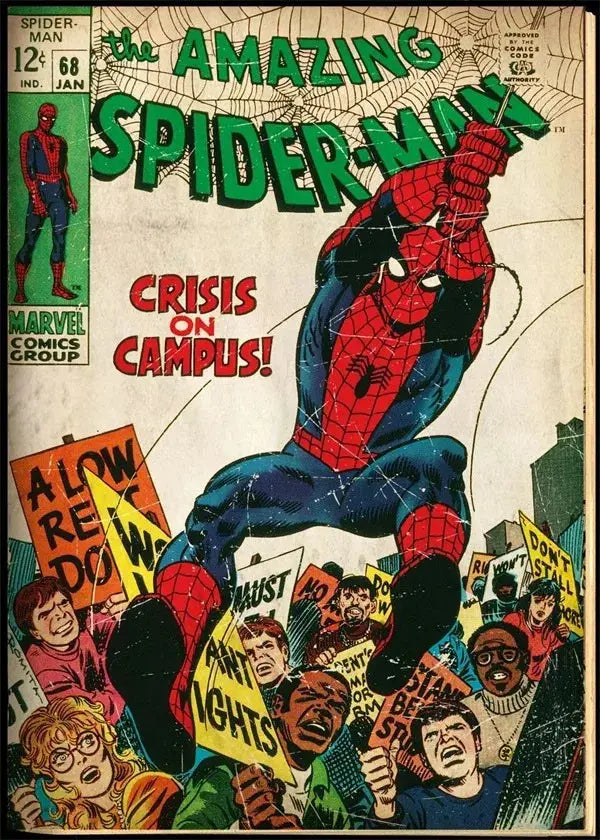 Vintage Comics Superhero Marvel Spiderman Posters and Prints Canvas Painting Wall Art Decoration Pictures for Boy Bedroom Decor June Wall Art