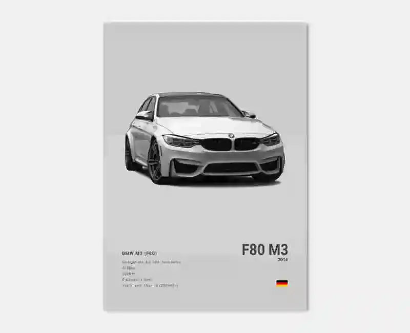 Pop Black And White Poster Wall Art Luxury Supercar F80 M3 M140 GTR HD Oil On Canvas Print Home Living Room Bedroom Decor Gift June Wall Art