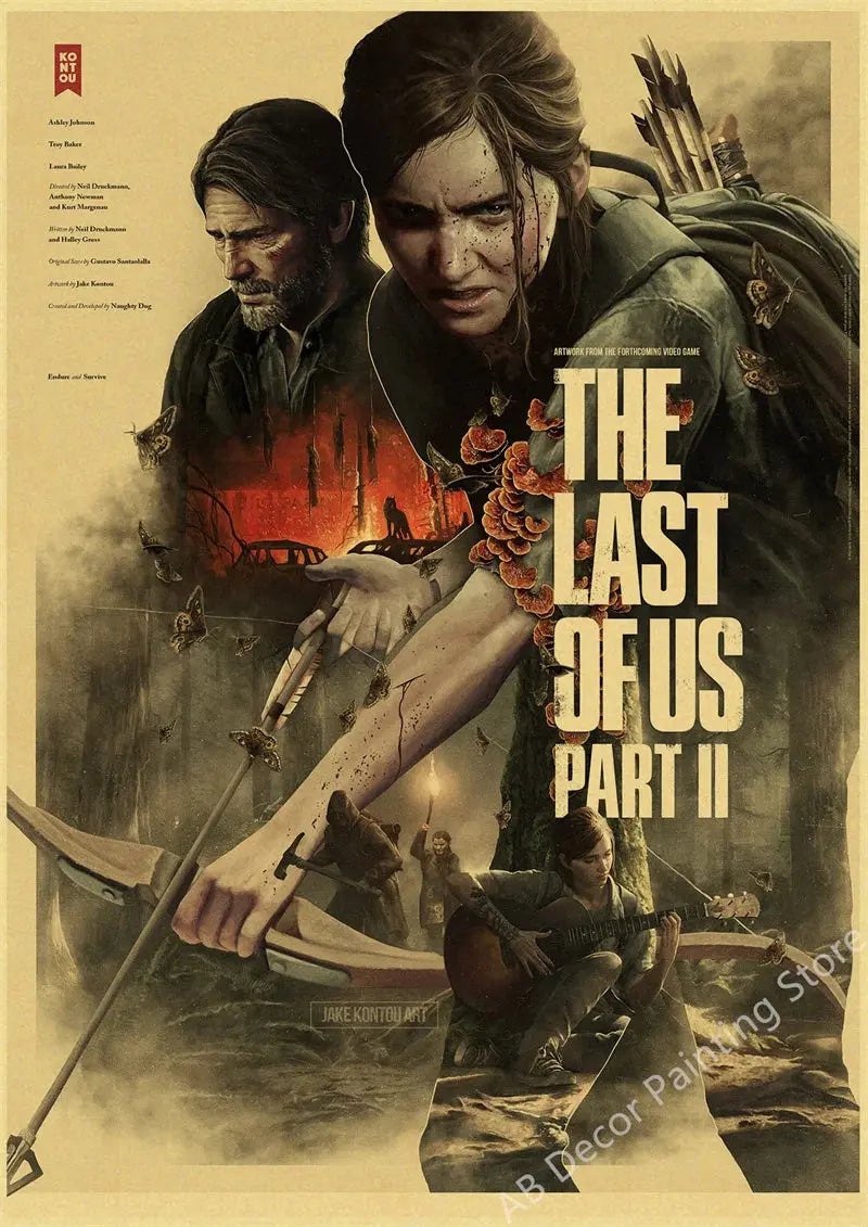 Hot The Last of Us Part 1 2 Poster Abby Ellie Retro Kraft Paper Prints Vintage Home Room Bar Cafe Club Decor Art Wall Painting June Wall Art
