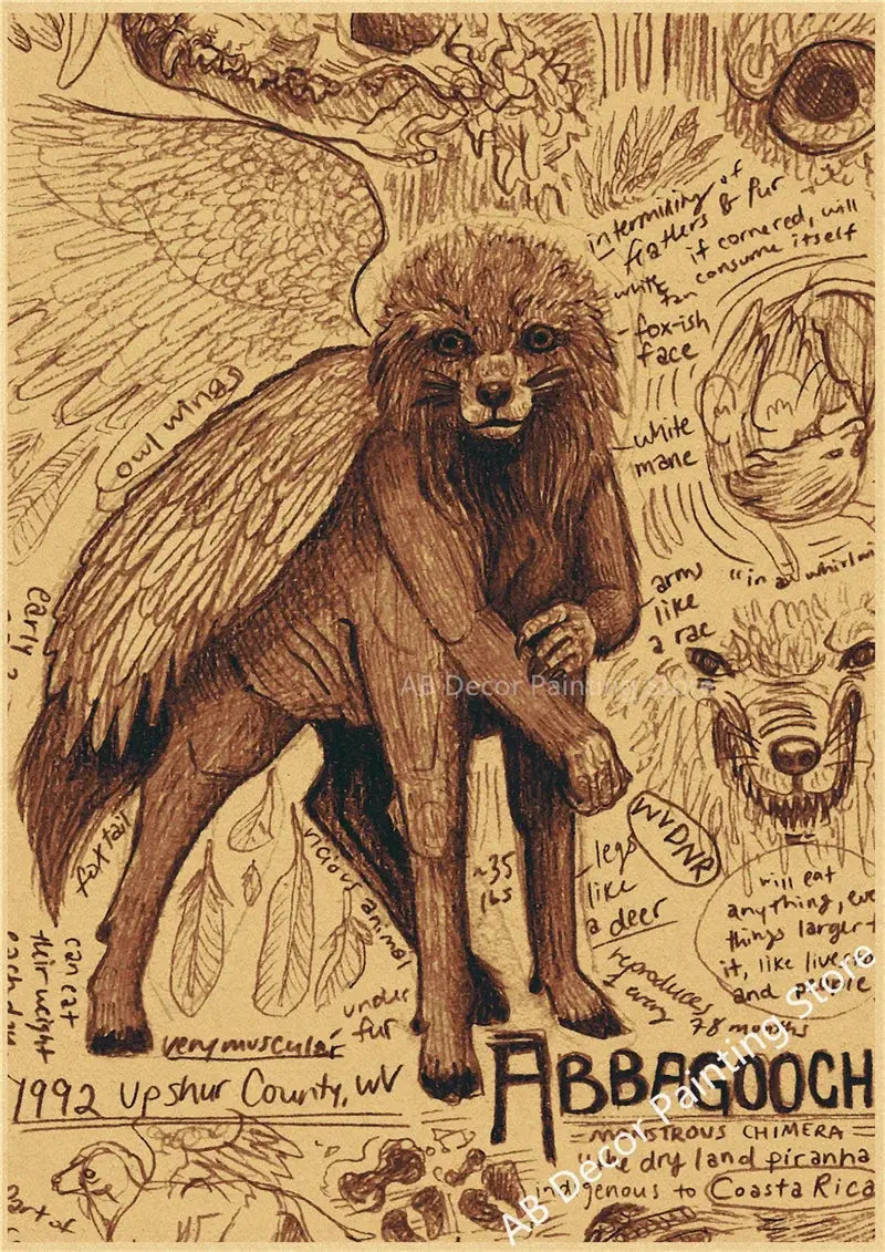 Retro Dragon//Fox/Dog/Wolf/Bird/Bear Posters Prints Nostalgic Animal Natural Study Vintage Home Room Art Wall Decor Painting June Wall Art