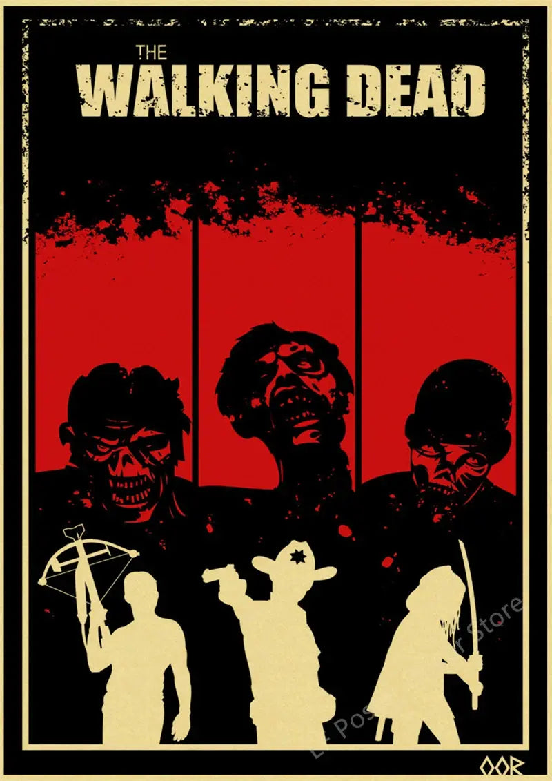 The Walking Dead Poster Rick Grimes/Daryl Dixon Prints Posters Horror TV Show Vintage Home Room Art Wall Decor Retro Painting June Wall Art