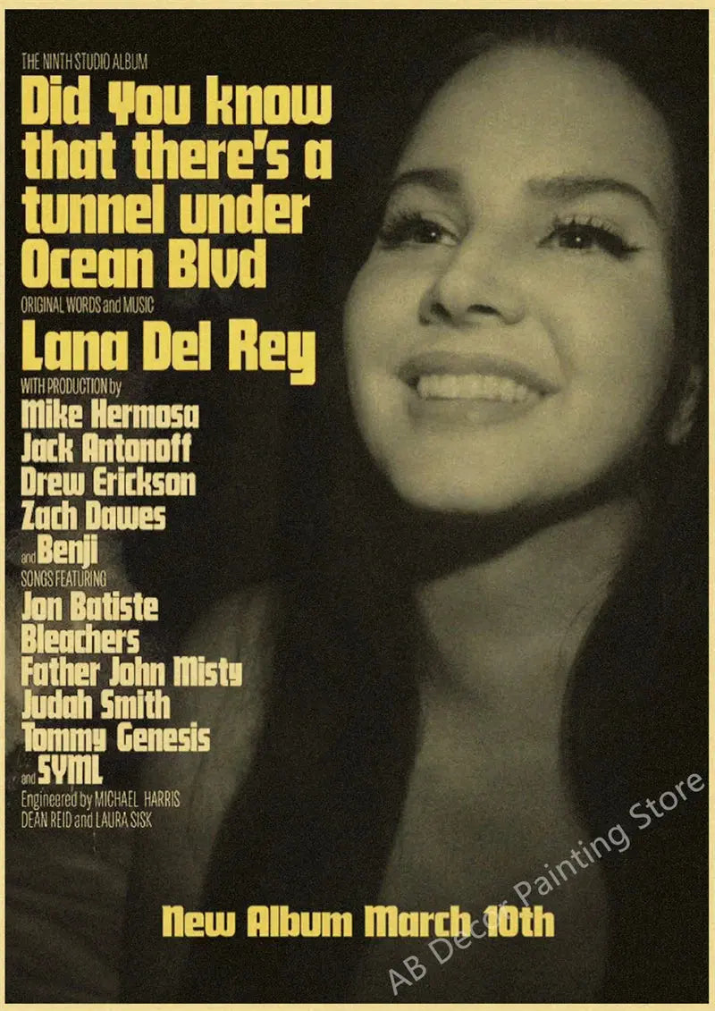Lizzy Grant Lana Del Rey Posters Retro Kraft Paper Prints Music Album Poster Vintage Home Room Decor Aesthetic Art Wall Painting June Wall Art