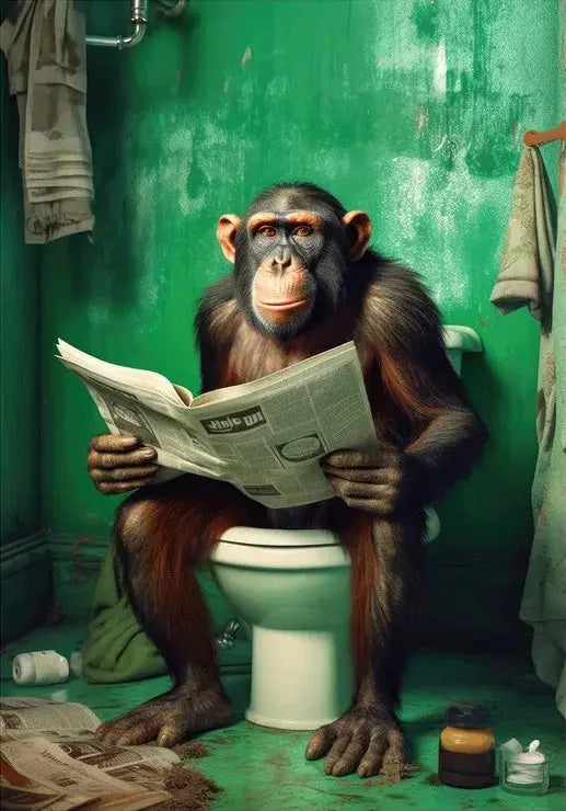 Chimpanzee Elephant Panda Animal Posters Print Funny Art Wall Picture Canvas Painting for Bathroom Toilet Room Home Decor Gift June Wall Art