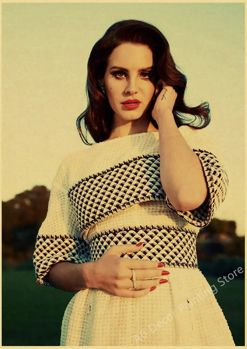 Lizzy Grant Lana Del Rey Posters Retro Kraft Paper Prints Music Album Poster Vintage Home Room Decor Aesthetic Art Wall Painting June Wall Art