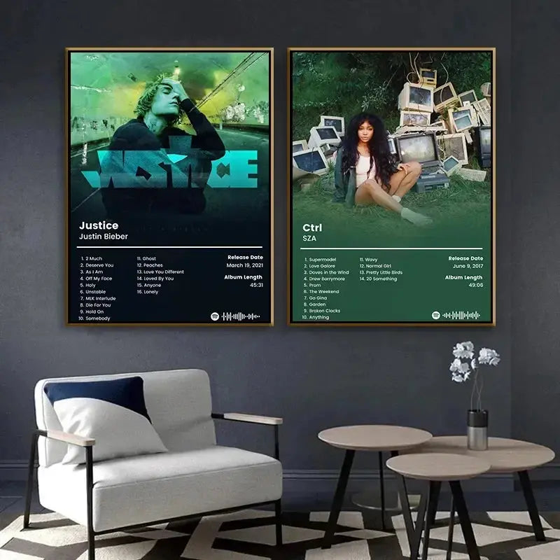 Modern Pop Rap Wall Art Hip Hop Artist Bad Bunny Kanye West Poster Hot HD Painting on Canvas Music Album Cover Home Decor Gift June Wall Art