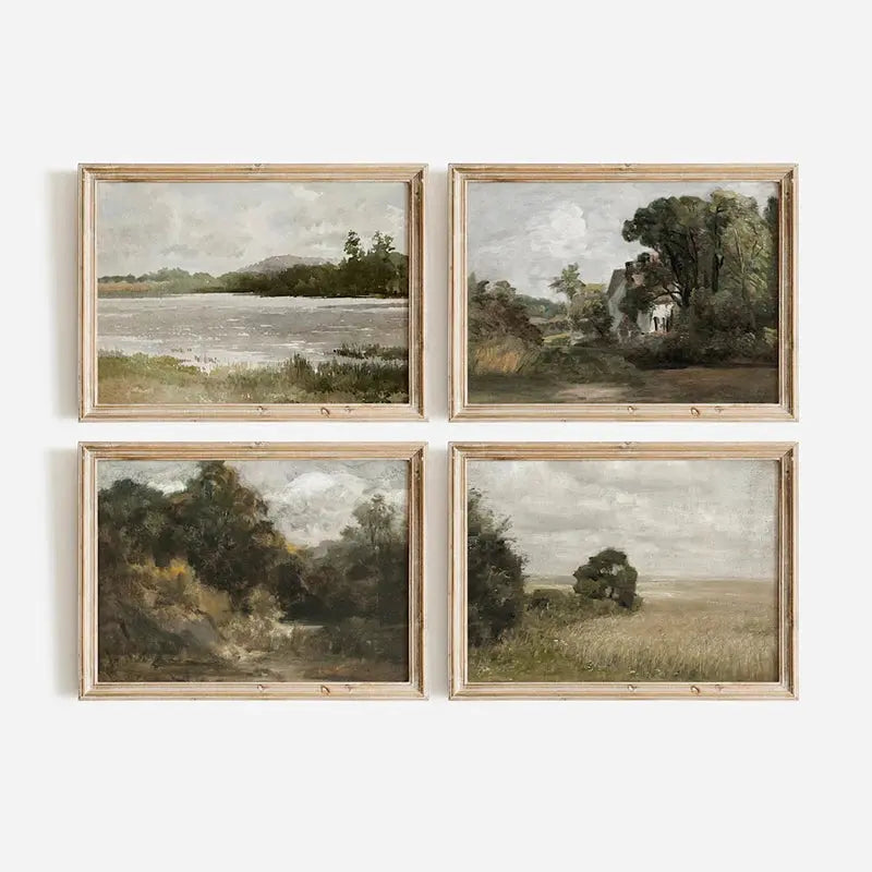 American Style Calm Country Field Sky Vase Canvas Painting Wall Art Pictures Vintage Posters and Prints for Living Room Decor June Wall Art