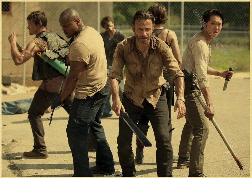 The Walking Dead Poster Rick Grimes/Daryl Dixon Prints Posters Horror TV Show Vintage Home Room Art Wall Decor Retro Painting June Wall Art