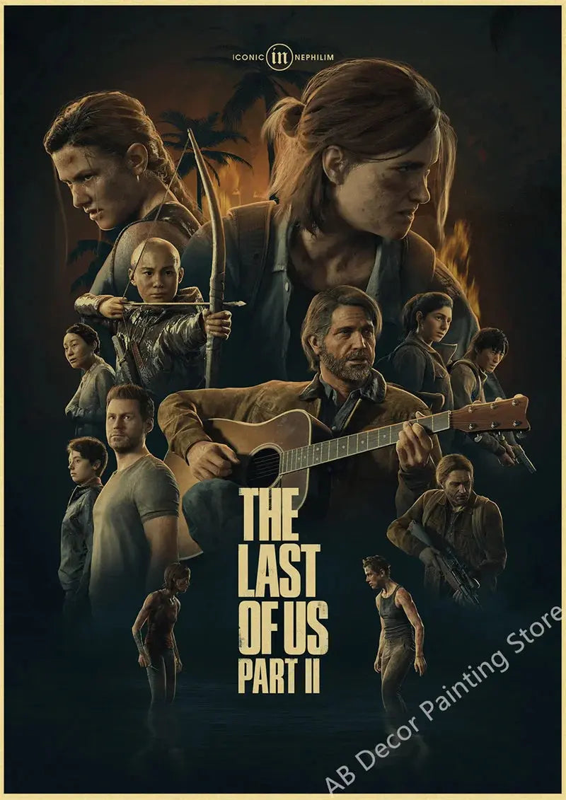 Hot The Last of Us Part 1 2 Poster Abby Ellie Retro Kraft Paper Prints Vintage Home Room Bar Cafe Club Decor Art Wall Painting June Wall Art