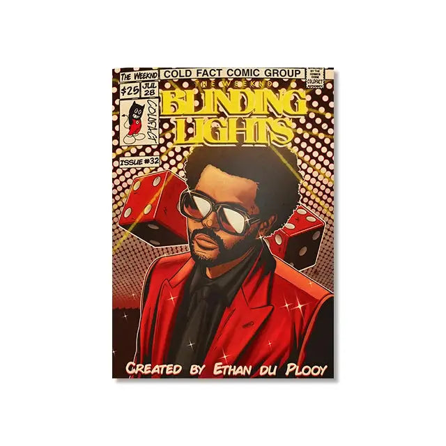 Hip Hop Singer Retro Canvas Wall Art Print Pop Music Album Cover Poster for Modern Home Bedroom Wall Decoration Gift for Friends June Wall Art
