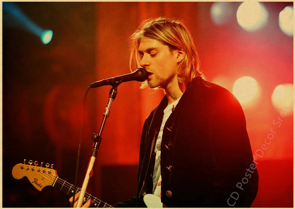 Singer Kurt Cobain Retro Poster Kraft Paper Prints and Posters DIY Vintage Home Room Bar Cafe Decor Aesthetic Art Wall Painting June Wall Art