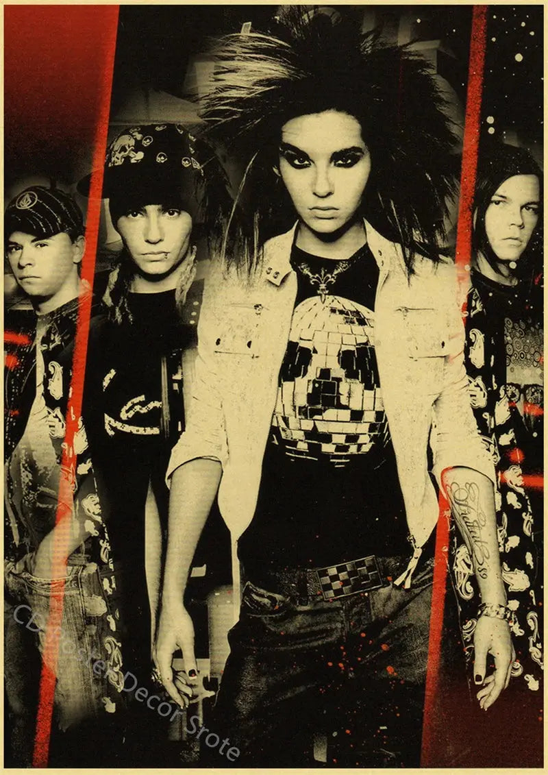 Tokio Hotel Poster German Rock Band Posters Retro Prints Nostalgic Art Wall Painting Vintage Room Home Decor Aesthetic Picture June Wall Art