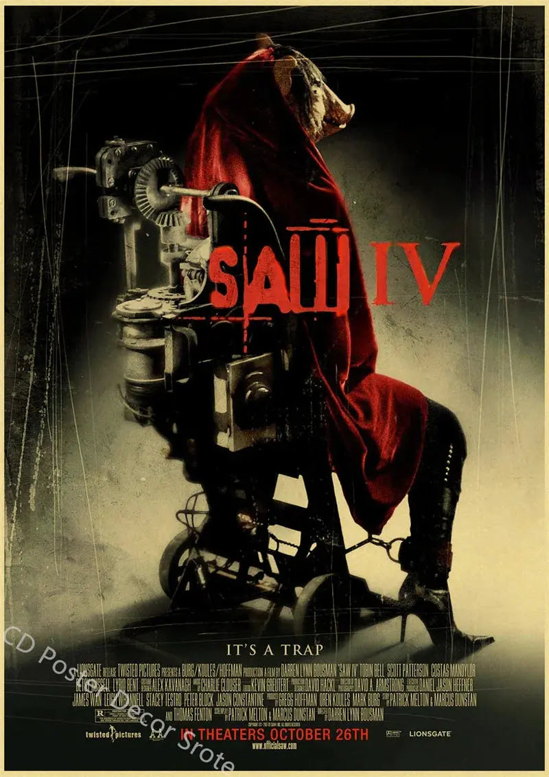 Horror Movie Saw Poster Film Retro Kraft Paper Posters DIY Vintage Home Room Bar Cafe Cinema Decor Aesthetic Art Wall Painting June Wall Art