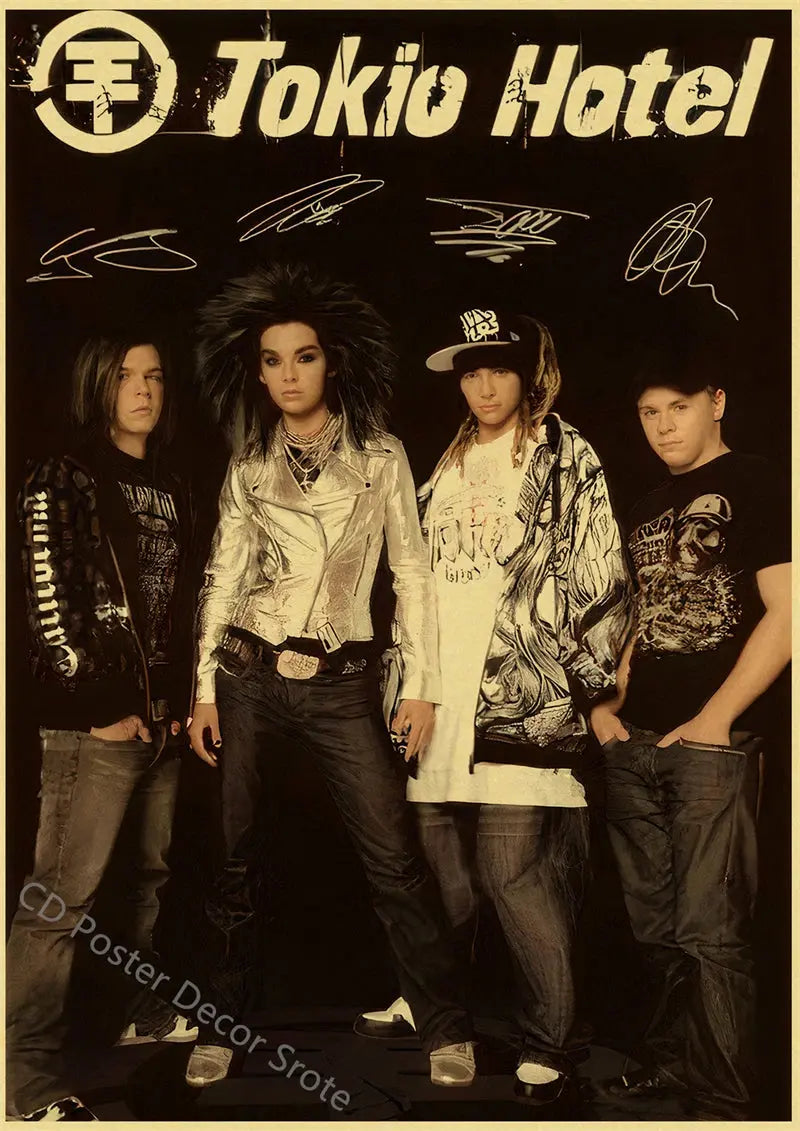 Tokio Hotel Poster German Rock Band Posters Retro Prints Nostalgic Art Wall Painting Vintage Room Home Decor Aesthetic Picture June Wall Art