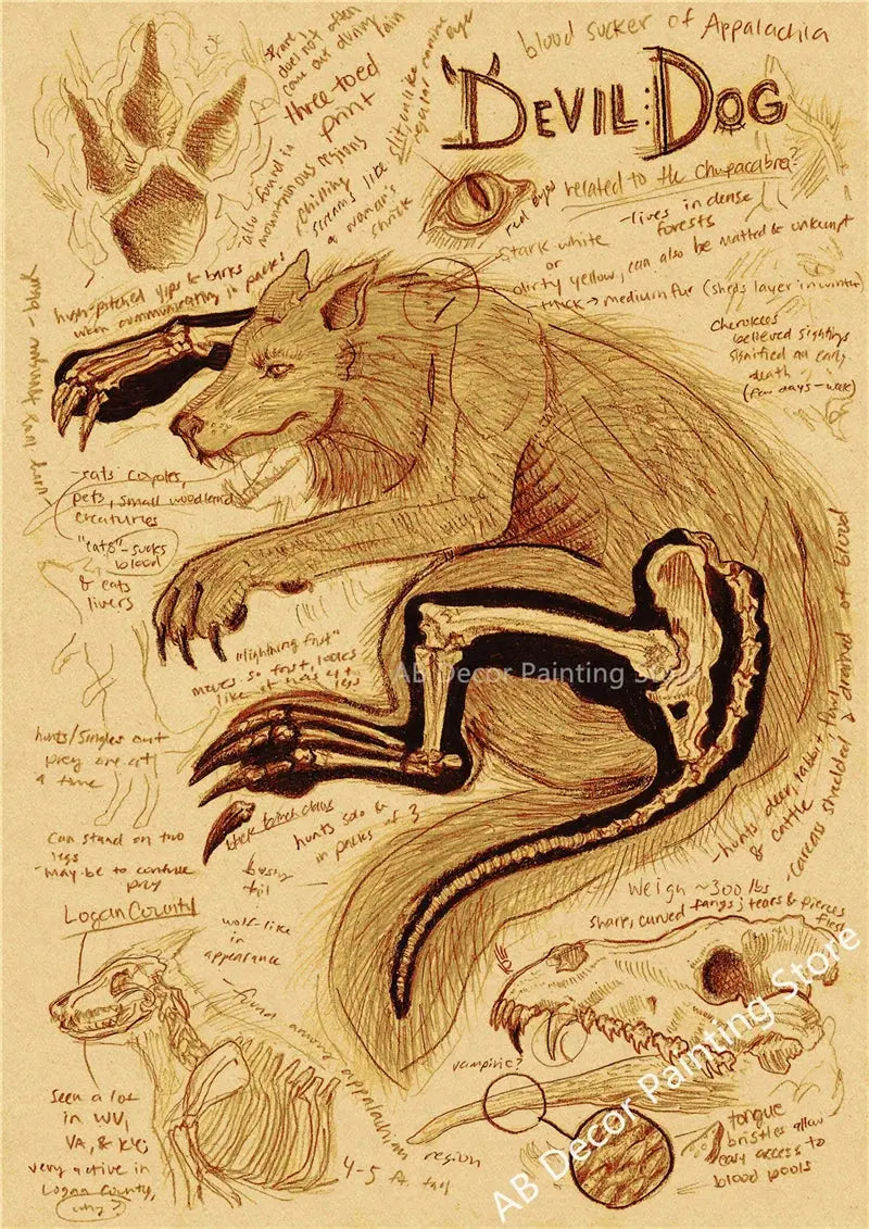 Retro Dragon//Fox/Dog/Wolf/Bird/Bear Posters Prints Nostalgic Animal Natural Study Vintage Home Room Art Wall Decor Painting June Wall Art