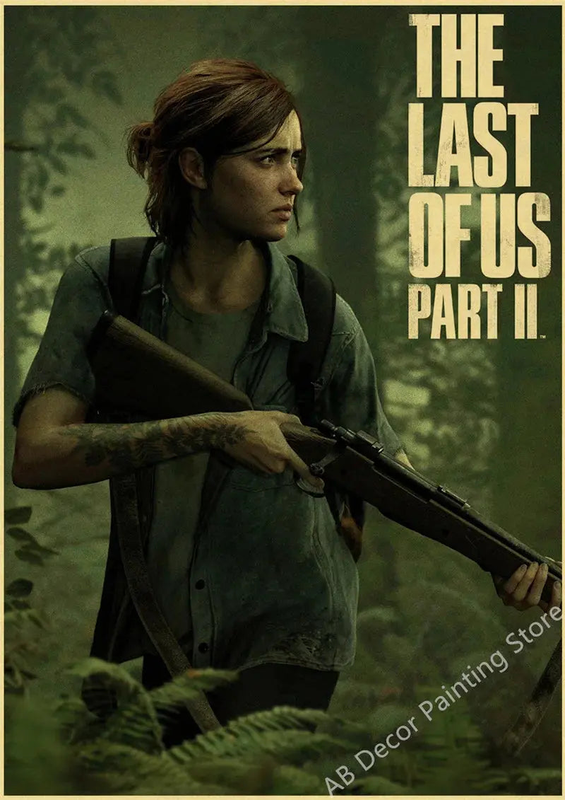 Hot The Last of Us Part 1 2 Poster Abby Ellie Retro Kraft Paper Prints Vintage Home Room Bar Cafe Club Decor Art Wall Painting June Wall Art