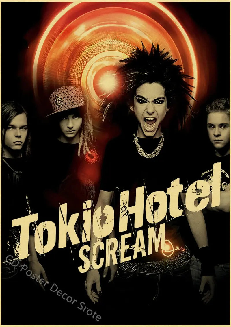 Tokio Hotel Poster German Rock Band Posters Retro Prints Nostalgic Art Wall Painting Vintage Room Home Decor Aesthetic Picture June Wall Art