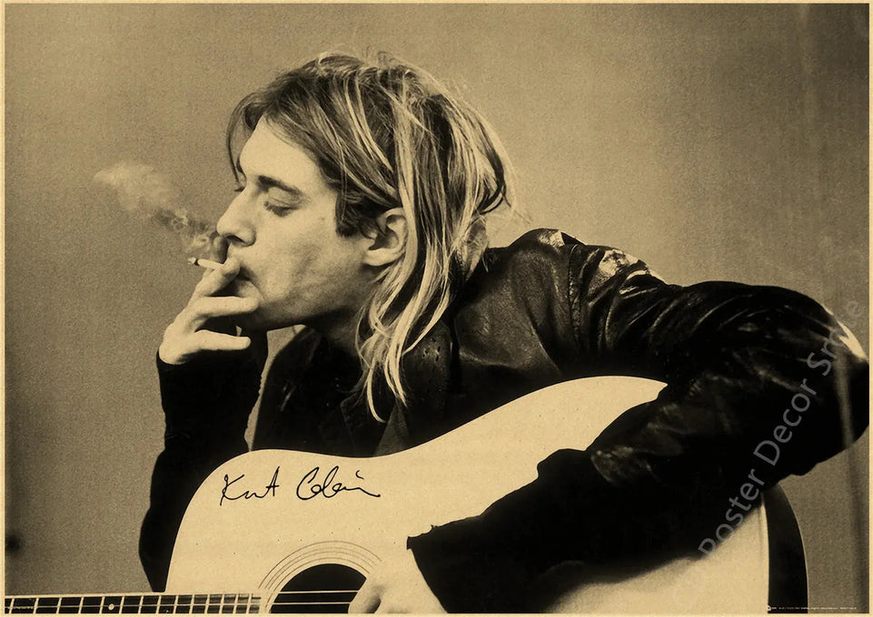 Singer Kurt Cobain Retro Poster Kraft Paper Prints and Posters DIY Vintage Home Room Bar Cafe Decor Aesthetic Art Wall Painting June Wall Art