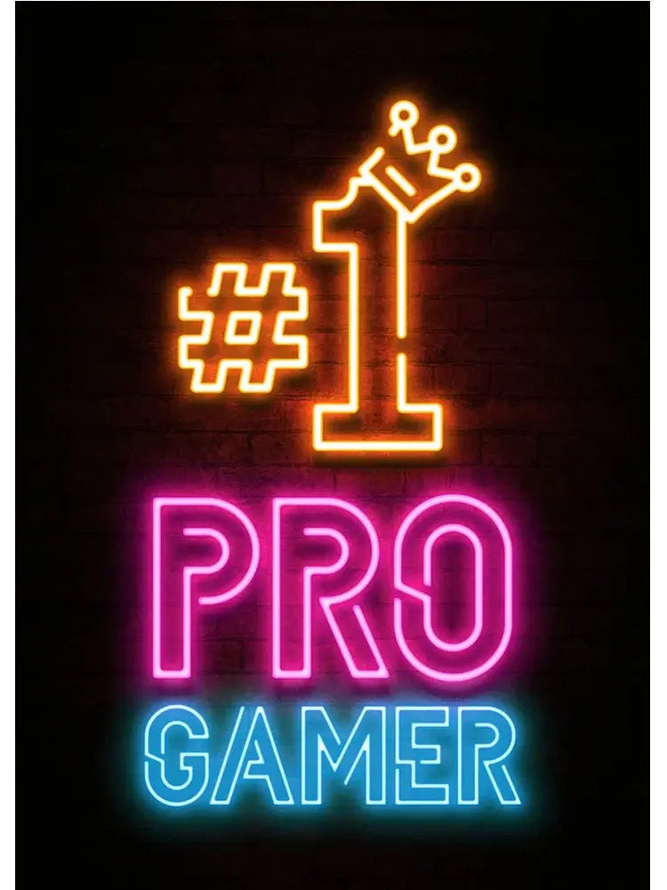 Neon Art Happy Gaming Zone Games Room Poster Print Canvas Painting Gamer Office Wall Art For Boy Bedroom Home Decor No LED June Wall Art