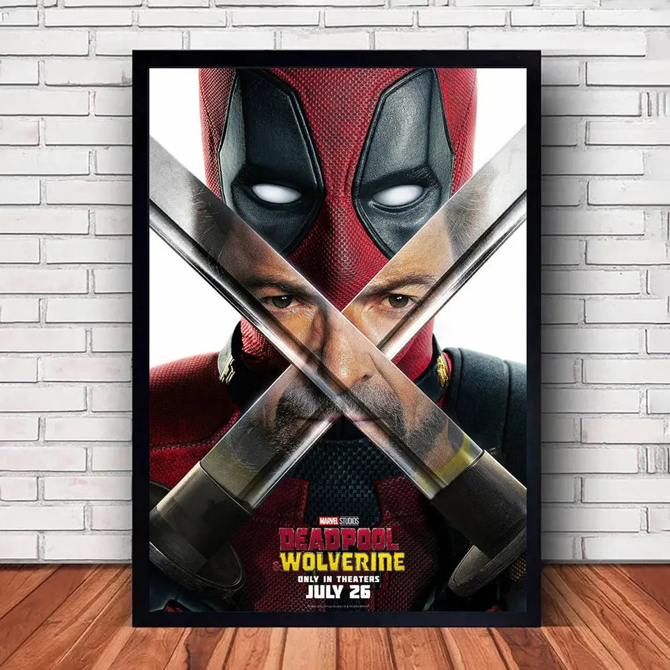 MINISO Marvel Poster Deadpool and Wolverine 2023 Movie Dune Canvas Wall Art Print Mural Home Decor Movie Lovers Gift June Wall Art
