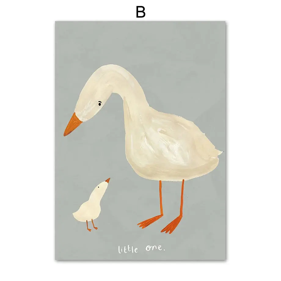 Boho Cartoon Rabbit Mouse Goose Nursery Wall Art Canvas Painting Nordic Retro Poster Prints Wall Picture Baby Kids Room Decor June Wall Art