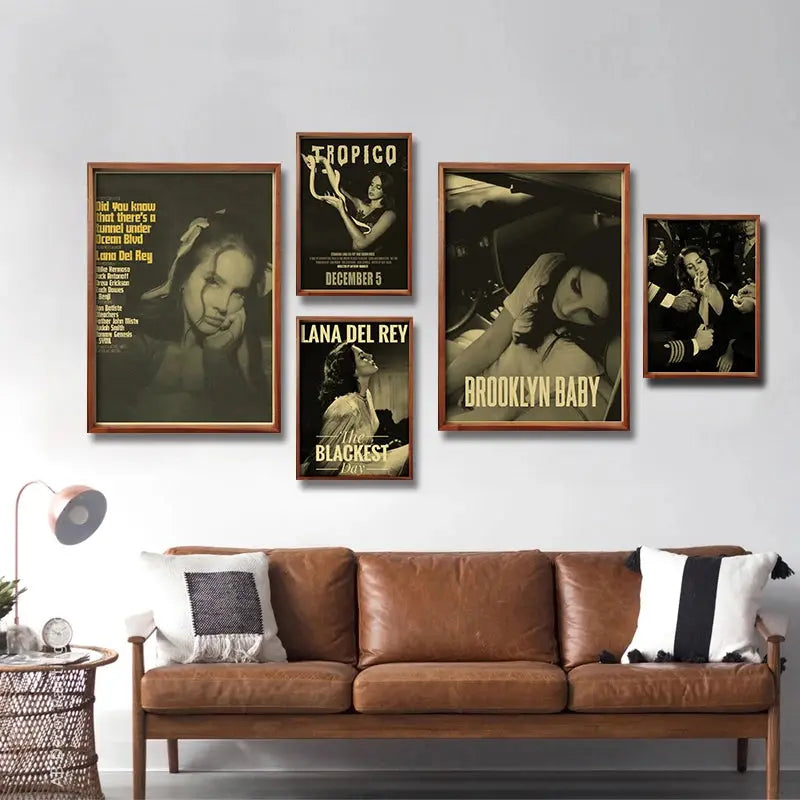 Lizzy Grant Lana Del Rey Posters Retro Kraft Paper Prints Music Album Poster Vintage Home Room Decor Aesthetic Art Wall Painting June Wall Art