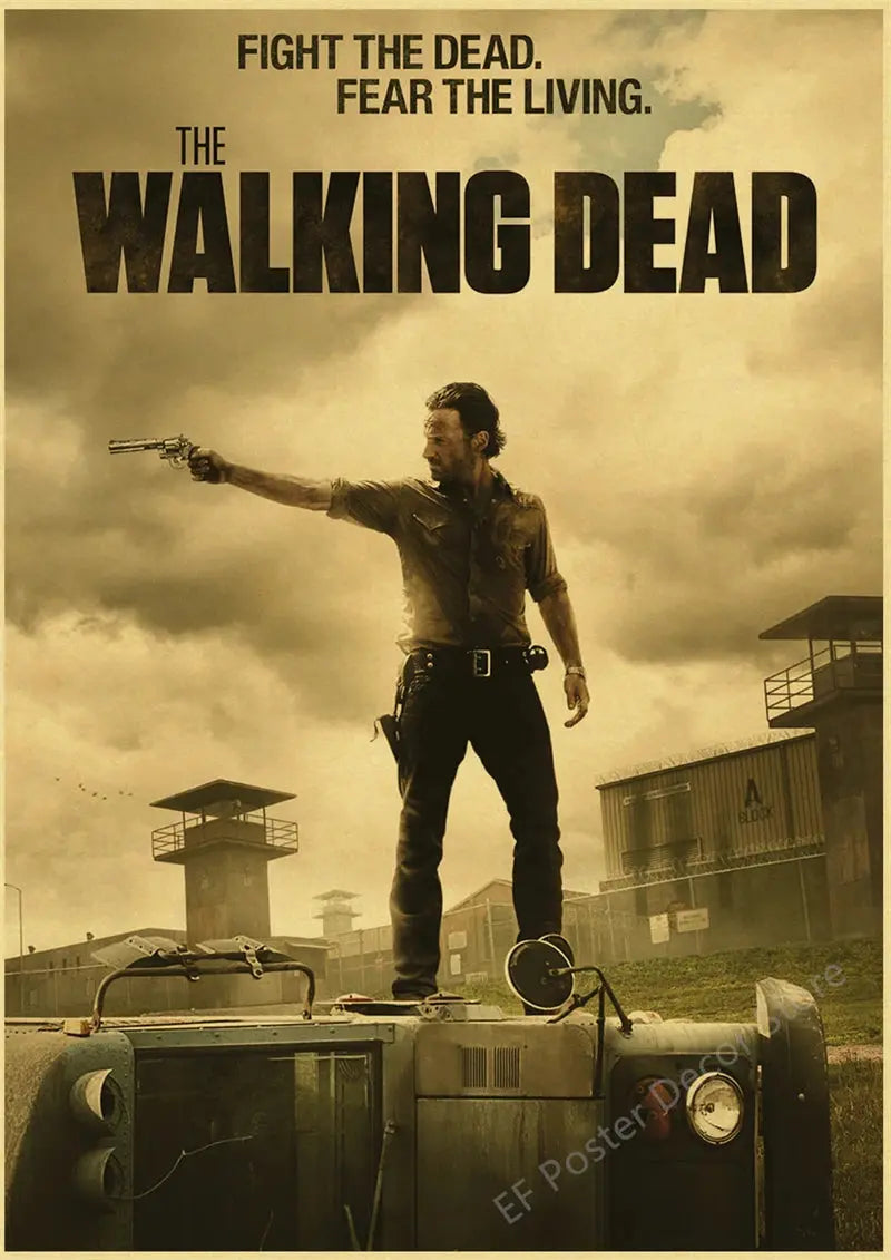 The Walking Dead Poster Rick Grimes/Daryl Dixon Prints Posters Horror TV Show Vintage Home Room Art Wall Decor Retro Painting June Wall Art