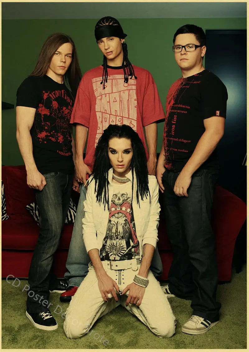Tokio Hotel Poster German Rock Band Posters Retro Prints Nostalgic Art Wall Painting Vintage Room Home Decor Aesthetic Picture June Wall Art
