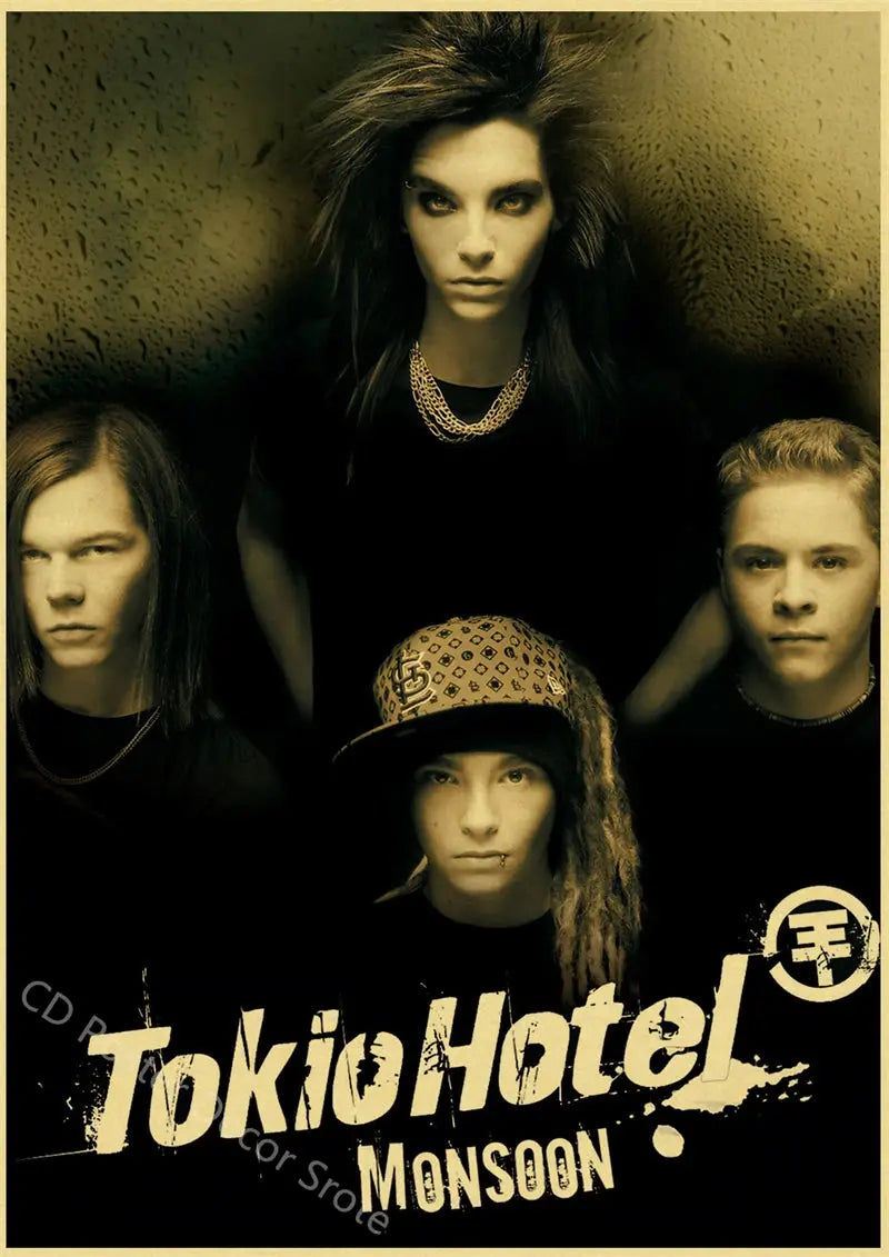 Tokio Hotel Poster German Rock Band Posters Retro Prints Nostalgic Art Wall Painting Vintage Room Home Decor Aesthetic Picture June Wall Art