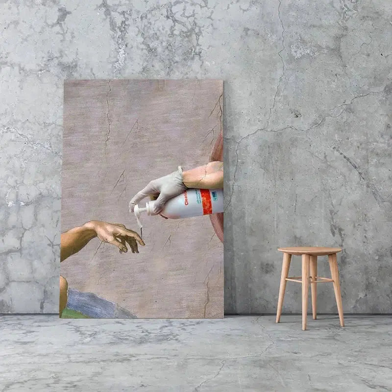 Retro Hand of God and Adam Funny Toilet Paper Picture Canvas Painting Poster For Wash Room Bathroom Living Wall Art Home Decor June Wall Art