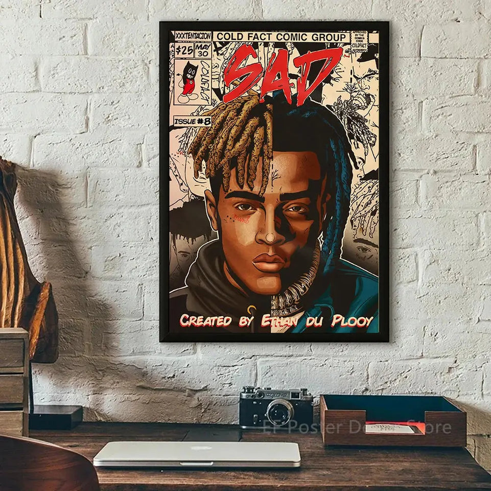 Hip Hop Singer Retro Canvas Wall Art Print Pop Music Album Cover Poster for Modern Home Bedroom Wall Decoration Gift for Friends June Wall Art