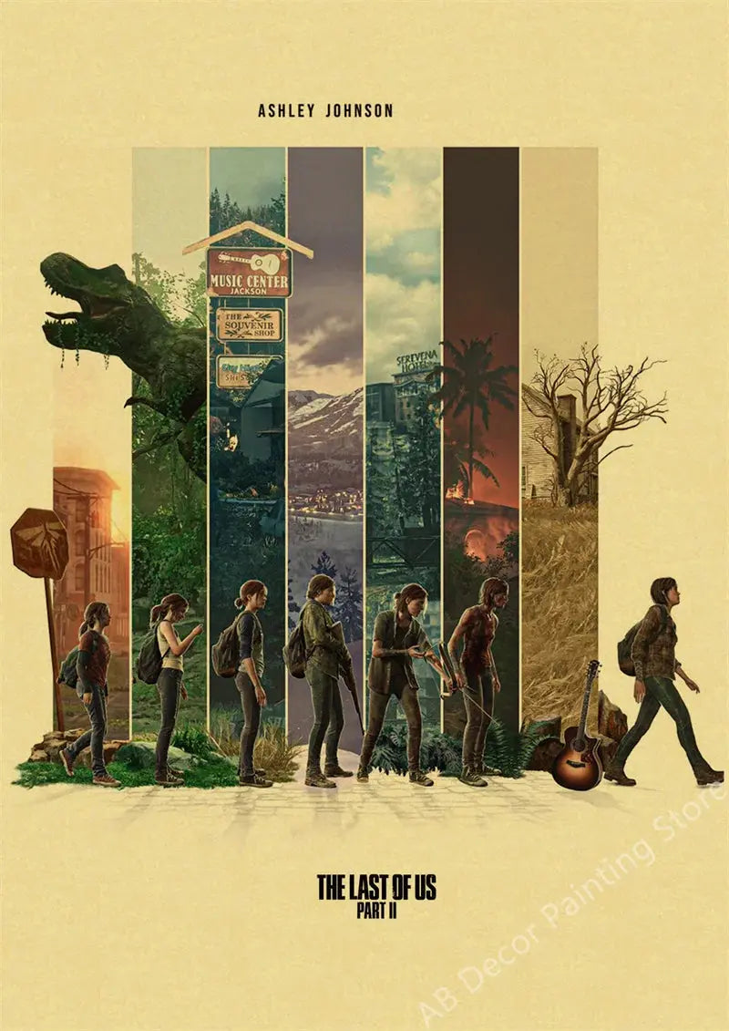Hot The Last of Us Part 1 2 Poster Abby Ellie Retro Kraft Paper Prints Vintage Home Room Bar Cafe Club Decor Art Wall Painting June Wall Art