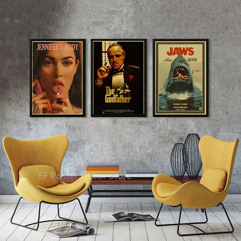 Classic Film Poster Prints Vintage Home Room Art Wall Decor Jennifer's Body/Jaws/Leon Movie Theater Painting Nostalgic Printings June Wall Art