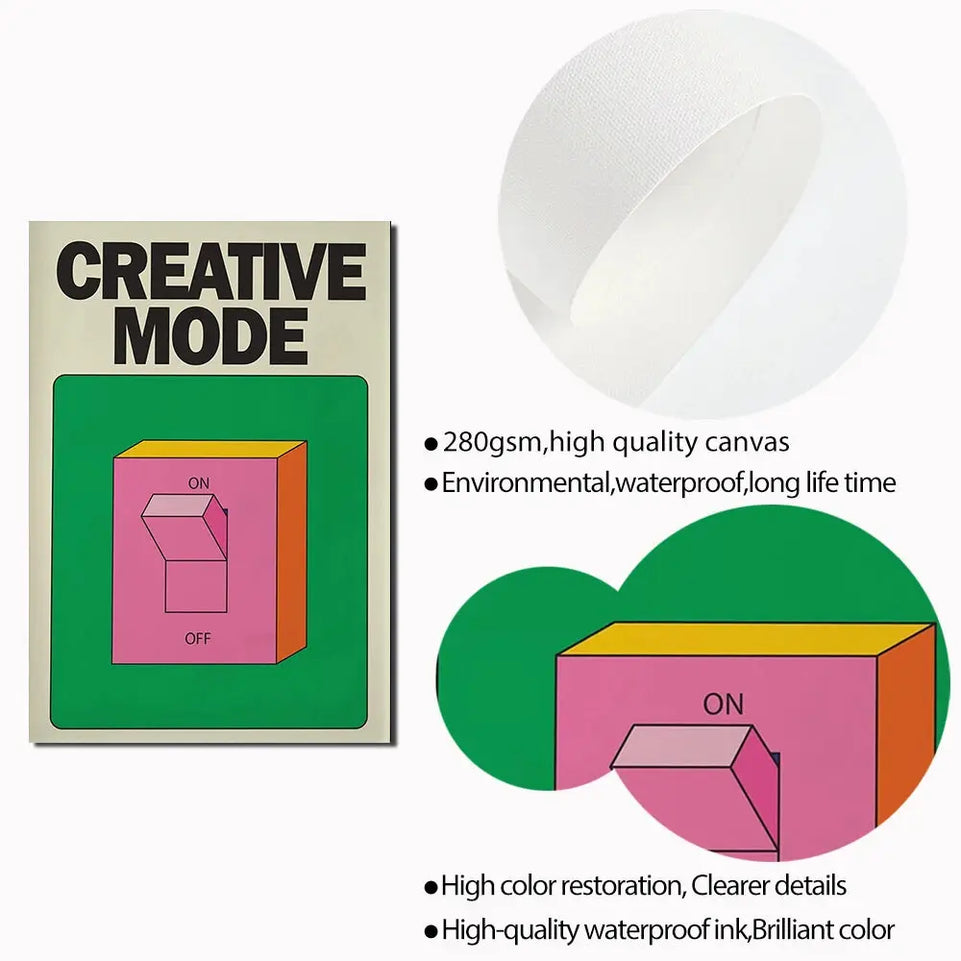 Creative Mode Wall Print Colorful Poster Retro Pink Switch Wall Art Canvas Painting Trendy Room Decor Pictures For Living Room June Wall Art
