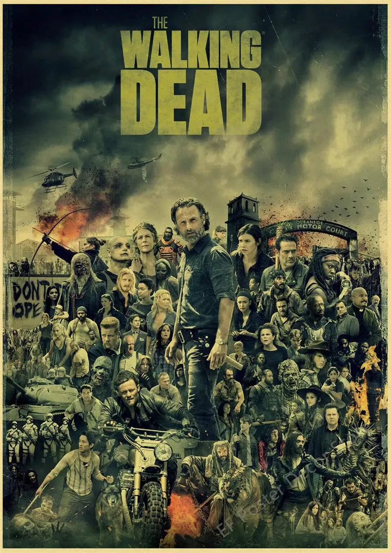 The Walking Dead Poster Rick Grimes/Daryl Dixon Prints Posters Horror TV Show Vintage Home Room Art Wall Decor Retro Painting June Wall Art