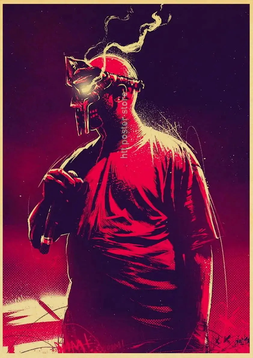 MF Doom Madlib Poster Retro Poster Painting Hip Hop Rap Music Album Star Picture Wall Art For Living Room Home Decor June Wall Art