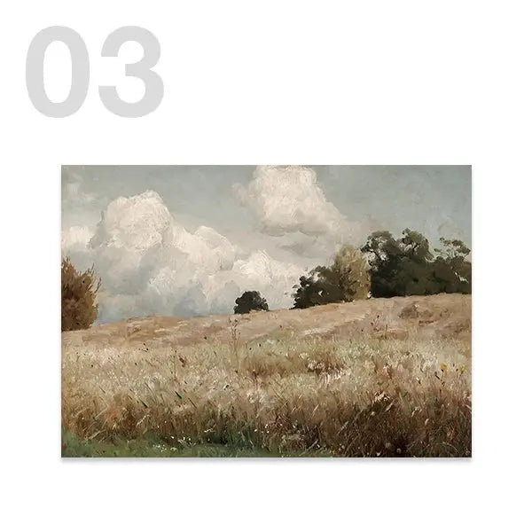 American Style Calm Country Field Sky Vase Canvas Painting Wall Art Pictures Vintage Posters and Prints for Living Room Decor June Wall Art