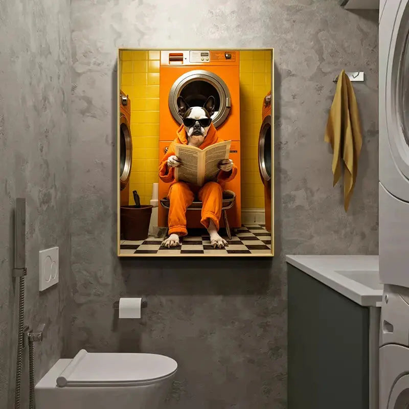 Chimpanzee Elephant Panda Animal Posters Print Funny Art Wall Picture Canvas Painting for Bathroom Toilet Room Home Decor Gift June Wall Art