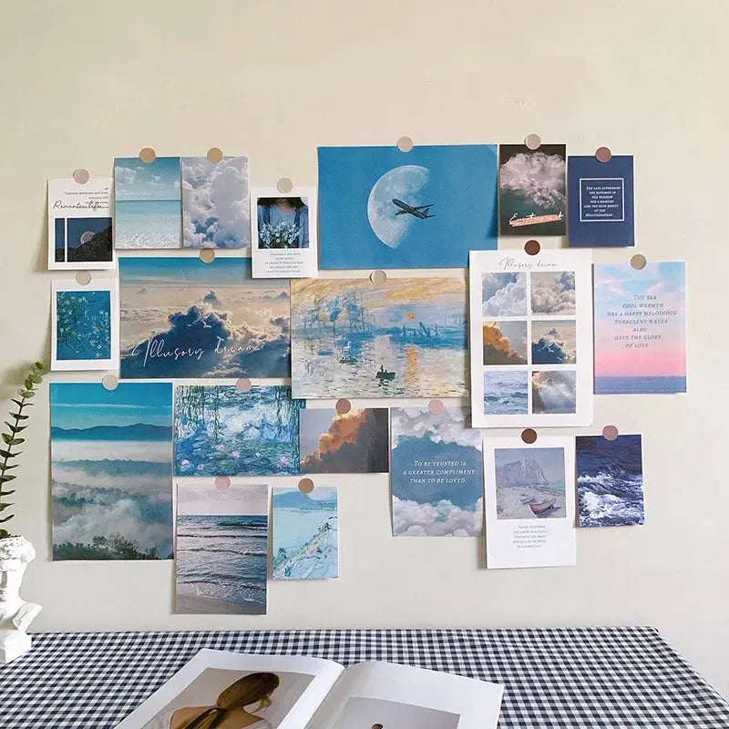 Ins Nordic Retro Wall Decorative Photo Card Stickers Bedroom Art Postcard Decoration DIY Wall Card Stickers Photography Props June Wall Art